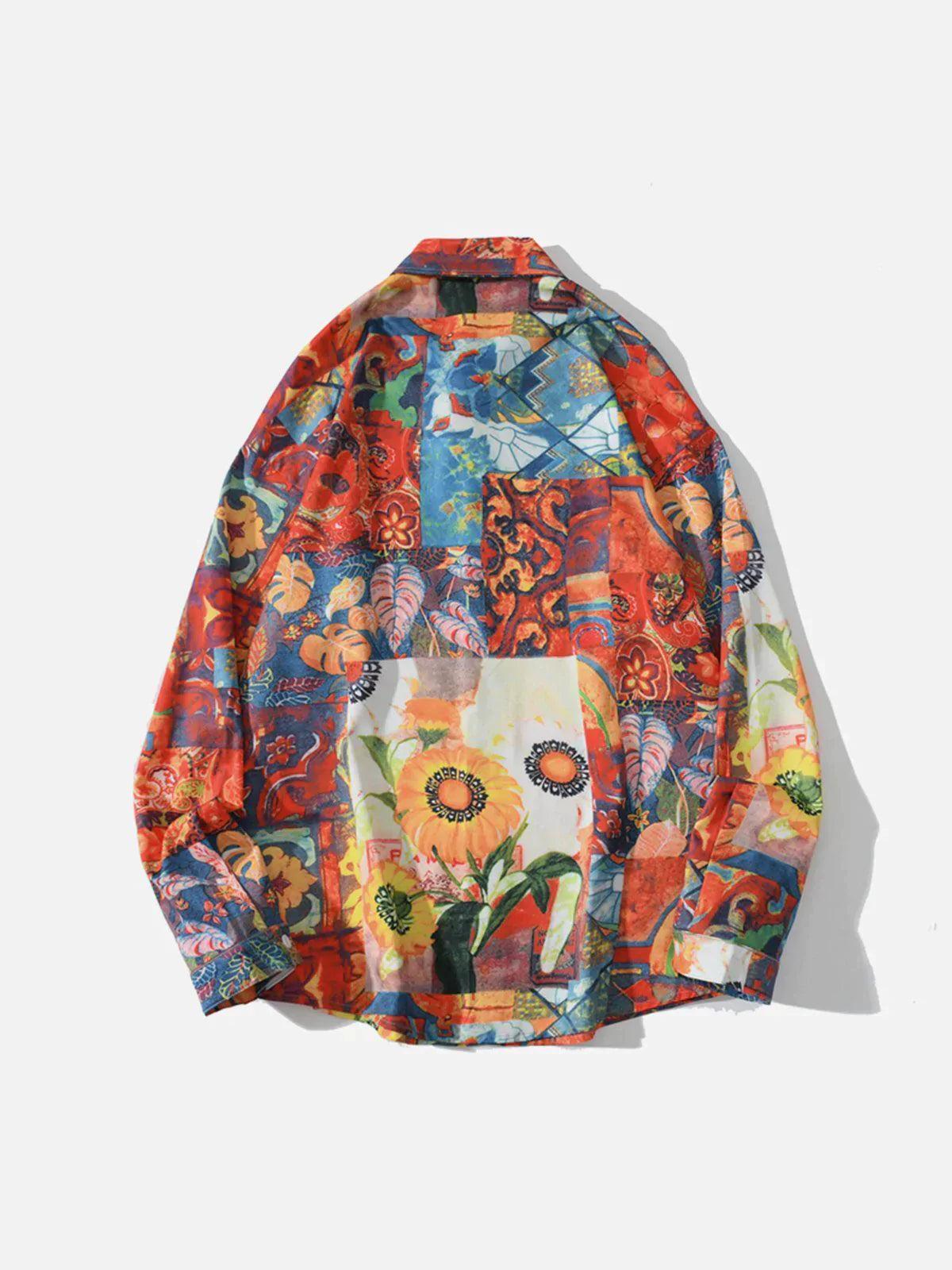 Concert Outfit Vintage Print Long-Sleeved Shirt Concert Outfit Vintage Print Long-Sleeved Shirt