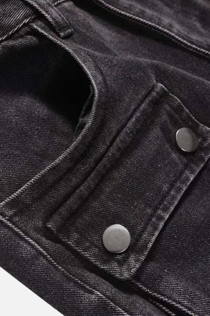 Concert Outfit Vintage Punk Distressed Multi-Pocket Jeans