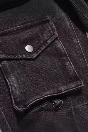 Concert Outfit Vintage Punk Distressed Multi-Pocket Jeans