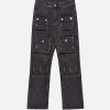Concert Outfit Vintage Punk Distressed Multi-Pocket Jeans
