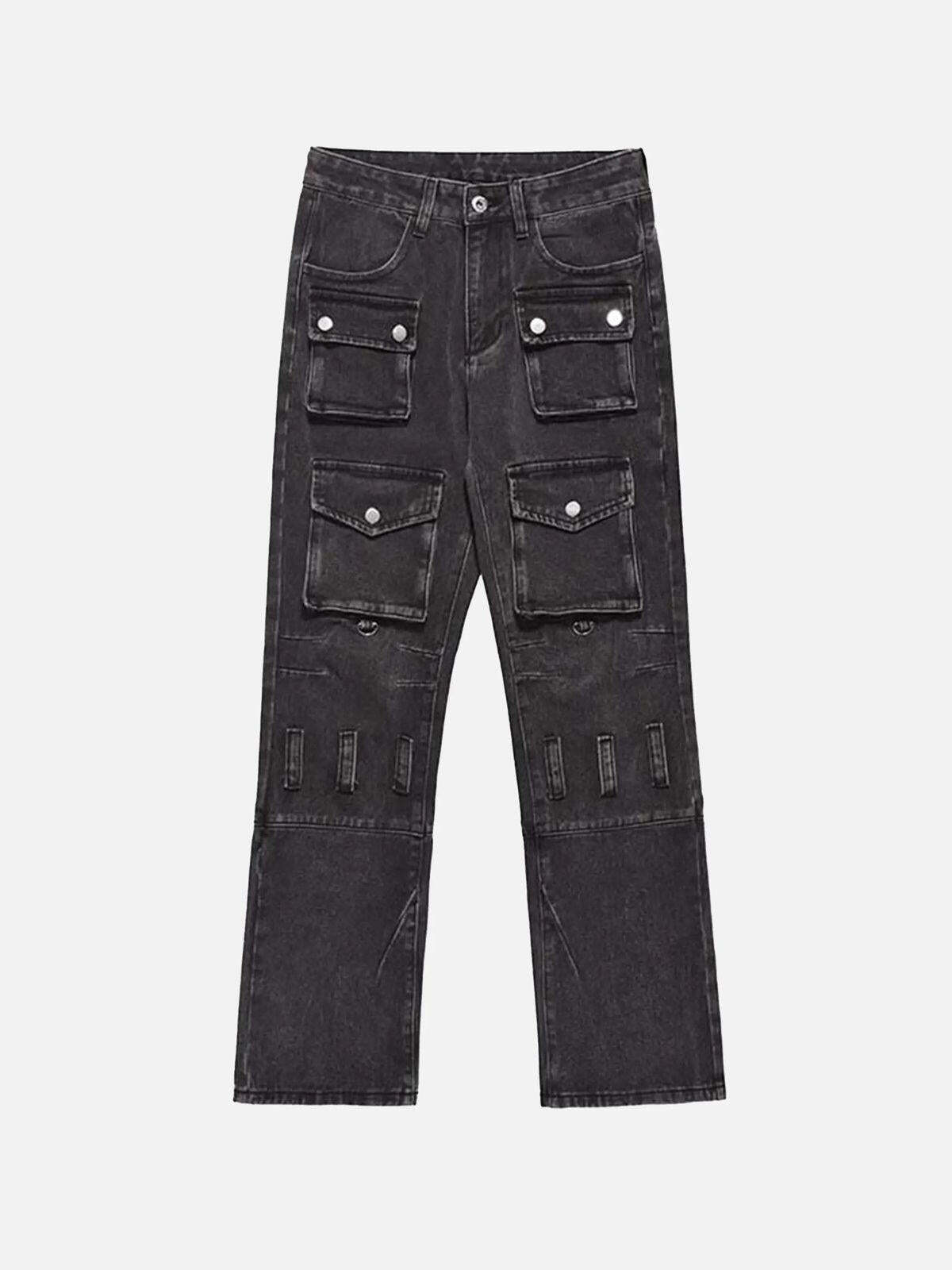 Concert Outfit Vintage Punk Distressed Multi-Pocket Jeans Concert Outfit Vintage Punk Distressed Multi-Pocket Jeans