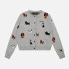 Concert Outfit Vintage Puppy Embroidery Knit Cardigan