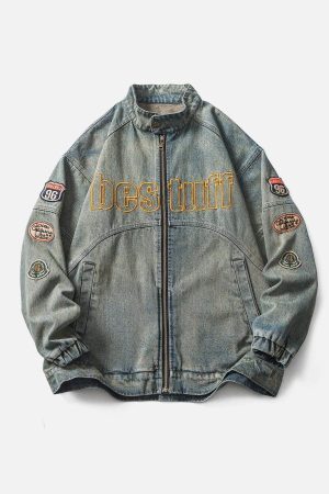 Concert Outfit Vintage Racing Denim Jacket