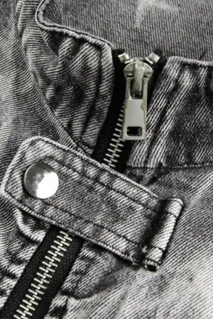 Concert Outfit Vintage Racing Distressed Print Zip-Up Collar Jacket