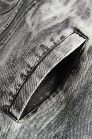 Concert Outfit Vintage Racing Distressed Print Zip-Up Collar Jacket