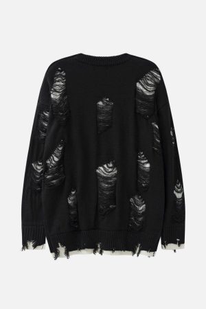 Concert Outfit Vintage Ripped Hole Oversized Sweater
