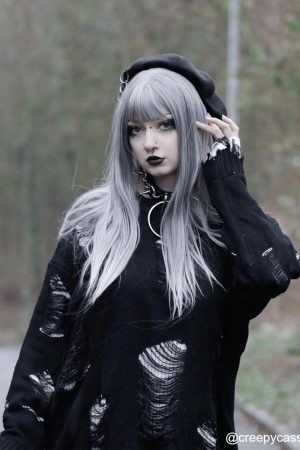 Concert Outfit Vintage Ripped Hole Oversized Sweater