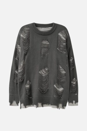 Concert Outfit Vintage Ripped Hole Oversized Sweater