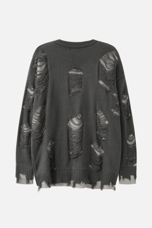 Concert Outfit Vintage Ripped Hole Oversized Sweater