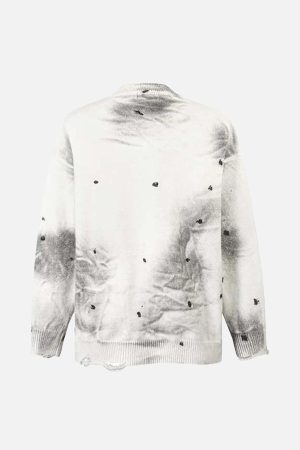 Concert Outfit Vintage Ripped Tie-Dye Sweater