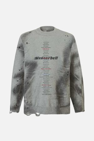 Concert Outfit Vintage Ripped Tie-Dye Sweater