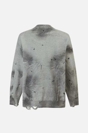 Concert Outfit Vintage Ripped Tie-Dye Sweater