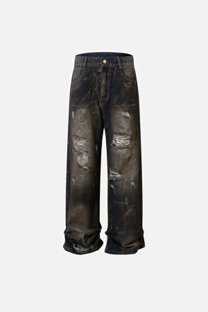 Concert Outfit Vintage Ripped Washed Jeans