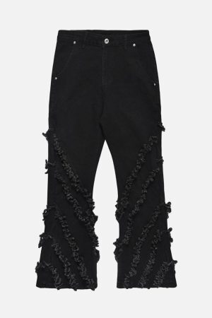 Concert Outfit Vintage Rough Edge Flared Jeans