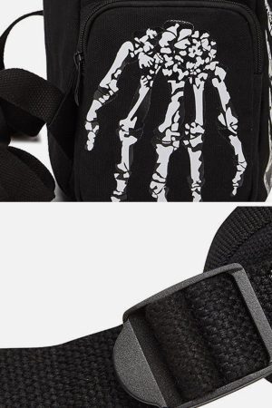 Concert Outfit Vintage Skull Print Shoulder Bag