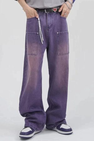 Concert Outfit Vintage Solid Gradient Jeans