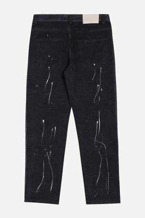 Concert Outfit Vintage Splash Ink Breasted Jeans