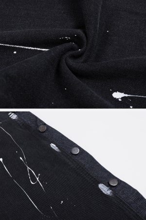 Concert Outfit Vintage Splash Ink Breasted Jeans