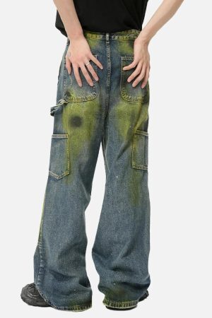 Concert Outfit Vintage Spray-Painted Patch Ripped Jeans