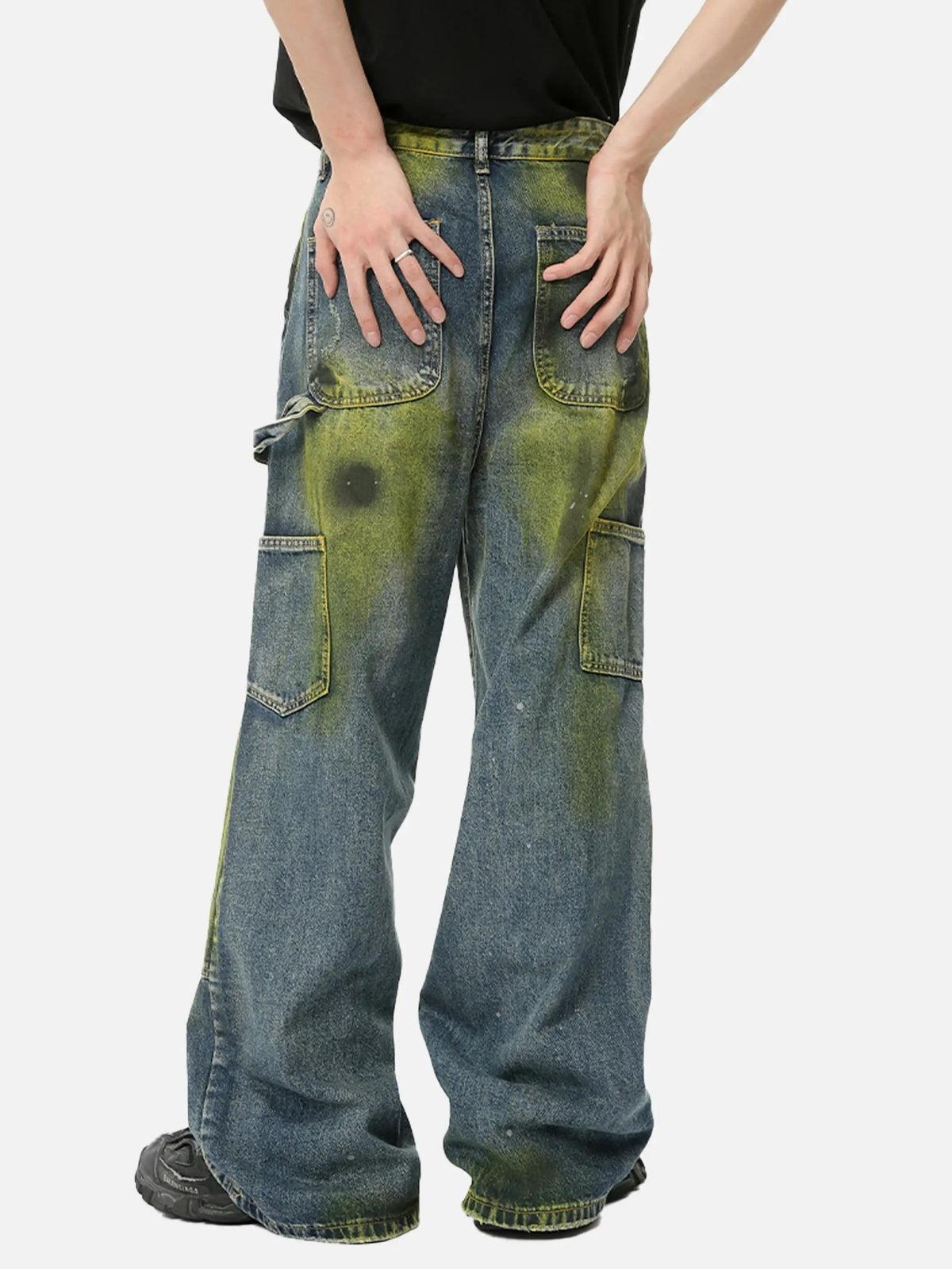 Concert Outfit Vintage Spray-Painted Patch Ripped Jeans Concert Outfit Vintage Spray-Painted Patch Ripped Jeans