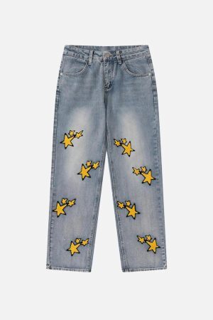 Concert Outfit Vintage Star Embroidered Jeans
