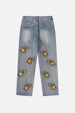 Concert Outfit Vintage Star Embroidered Jeans