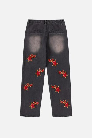 Concert Outfit Vintage Star Embroidered Jeans