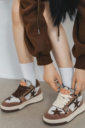 Concert Outfit Vintage Star Patchwork Skate Shoes