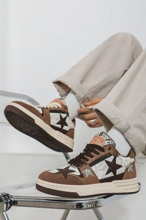 Concert Outfit Vintage Star Patchwork Skate Shoes
