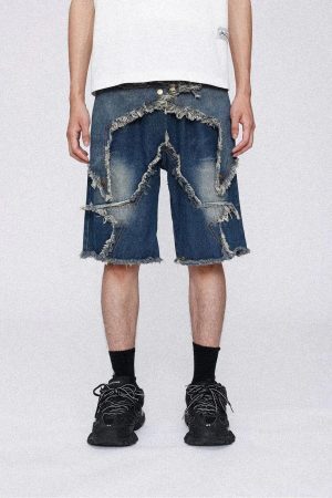 Concert Outfit Vintage Starry Fringe Hem Jorts