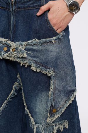 Concert Outfit Vintage Starry Fringe Hem Jorts