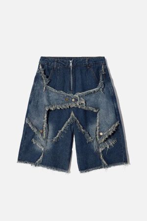 Concert Outfit Vintage Starry Fringe Hem Jorts