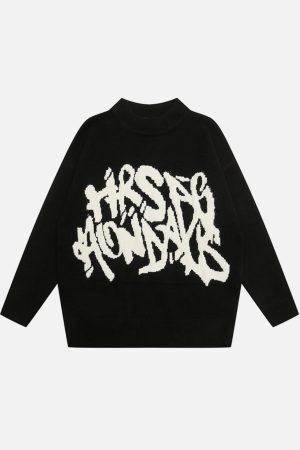 Concert Outfit Vintage street Letter Embroidery Sweater