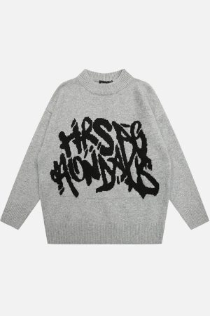 Concert Outfit Vintage street Letter Embroidery Sweater