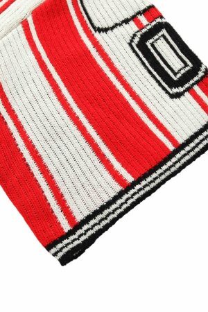 Concert Outfit Vintage Striped Baseball Short-Sleeved Knit Sweater