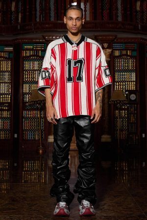 Concert Outfit Vintage Striped Baseball Short-Sleeved Knit Sweater