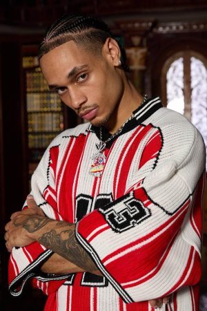 Concert Outfit Vintage Striped Baseball Short-Sleeved Knit Sweater