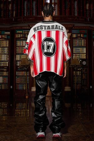 Concert Outfit Vintage Striped Baseball Short-Sleeved Knit Sweater