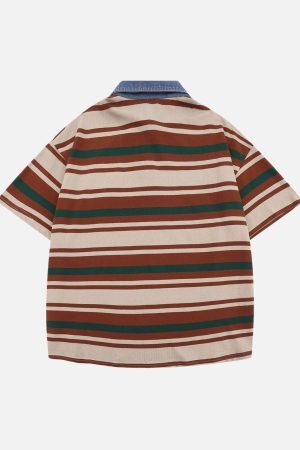 Concert Outfit Vintage Striped Polo Shirt