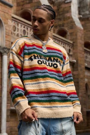 Concert Outfit Vintage Striped Sweater