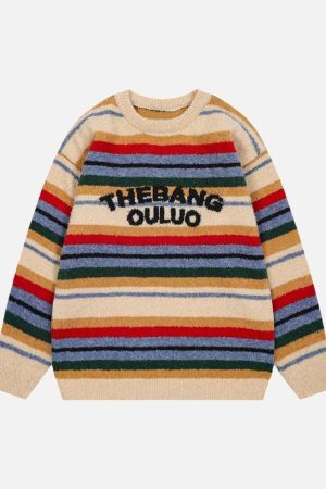 Concert Outfit Vintage Striped Sweater