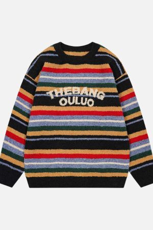 Concert Outfit Vintage Striped Sweater