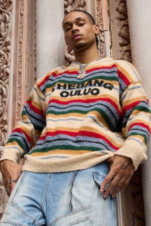 Concert Outfit Vintage Striped Sweater