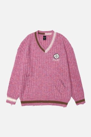 Concert Outfit Vintage Stripes Collision Color Sweater