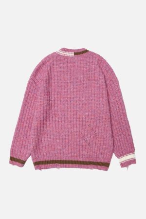 Concert Outfit Vintage Stripes Collision Color Sweater