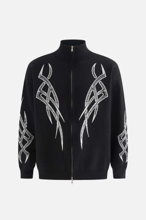 Concert Outfit Vintage Thorns Stand Collar Cardigan