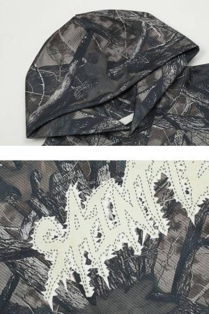 Concert Outfit Vintage Tree Camouflage Full Print Hoodie
