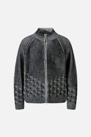 Concert Outfit Vintage Turtleneck Zipper Cardigan