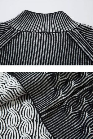 Concert Outfit Vintage Turtleneck Zipper Cardigan