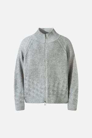 Concert Outfit Vintage Turtleneck Zipper Cardigan